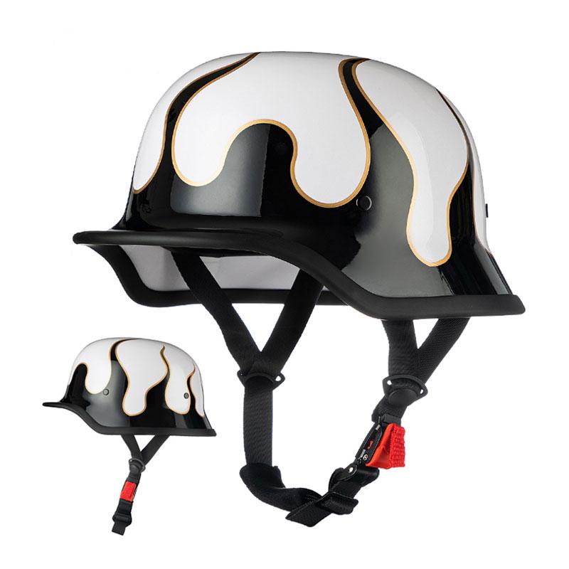 Motorcycle Helmet German Leather Style Pilot Motorcycle Open Face Retro Half Helmet Cruise Chopper Biker DOT Certification S-XXL