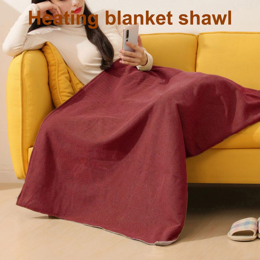 USB Electric Heated Blanket Autumn Winter USB Heating Throw Blanket Shawl with 3 Levels for Home Office Washable Warmer Blanket