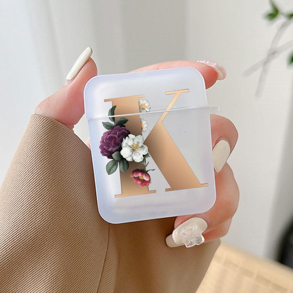 Cute Gold 26 Letters A Z Earphone Case for Airpods 4th 3rd Pro 3 2 Shockproof Cover for Airpod 2 3 1 Protective Accessorie Shell