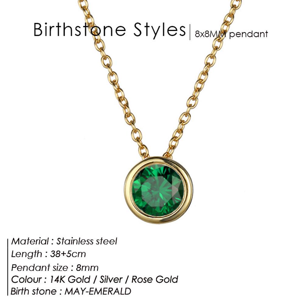 

Statement Colorful 12 Birthstone Necklace Personalized Accessories Luxury Women Simple Stainless Steel Necklace Birthday Gift Copper