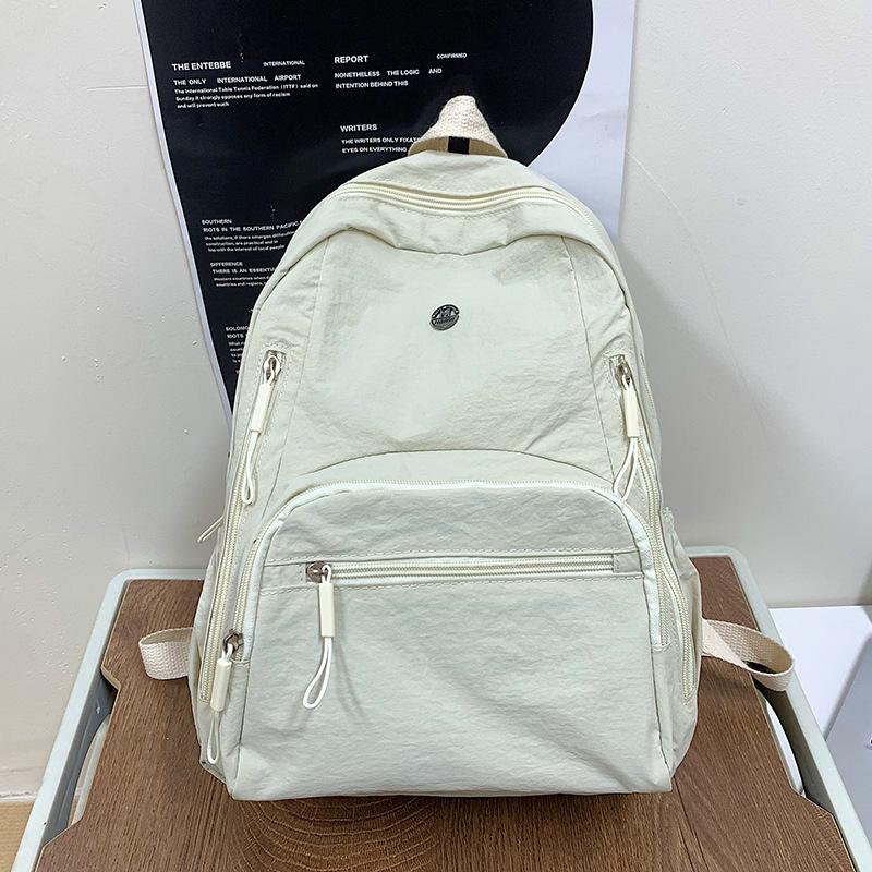 Простой уличный туристический рюкзак ins женский рюкзак дизайнерский стиль средняя школа старшая школа университет однотонный рюкзак мужчины бежевый