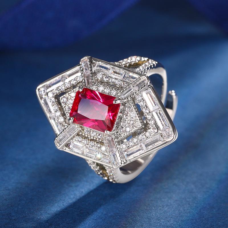 

Jewelry Copper Bottom Gold-Plated Simulation Corundum Temperament Set Main Stone 8 * 10-6 * 8