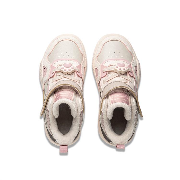 Li Ning Kids Synthetic Leather Woven Fashion Comfortable Non-Slip Shock Absorbing Wear-Resistant Breathable High-Top Kids Skate Shoes YKNU100-22
