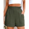 Women's High Waist Elastic Waistband Casual Shorts Loose Fit Wide Leg Solid Color Beach Vacation Summer Shorts