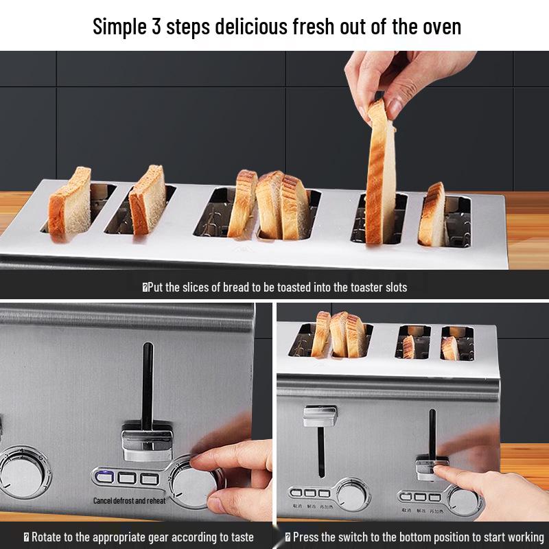 High-Power Stainless Steel Toaster with Extra-Wide Slots and Automatic Pop-Up