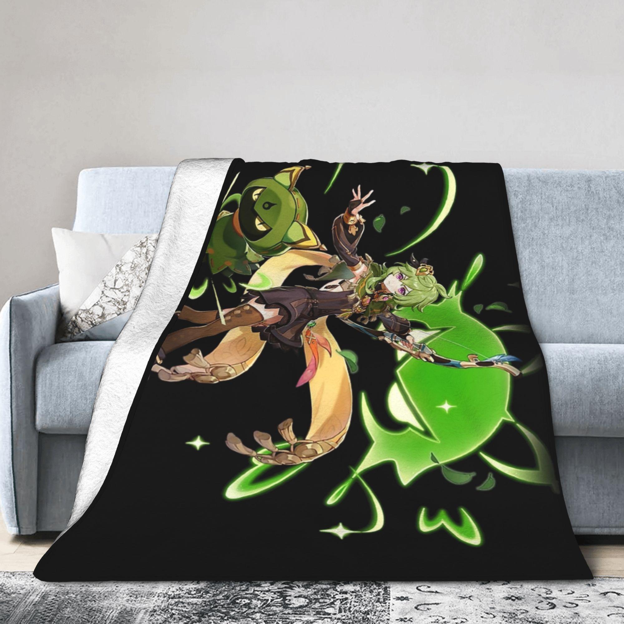Genshin Impact Collei Wish Gacha Velvet Throw Blankets Splash Art for Bedding Knitted Blanket Travel Super Soft Multi-function 75X95CM