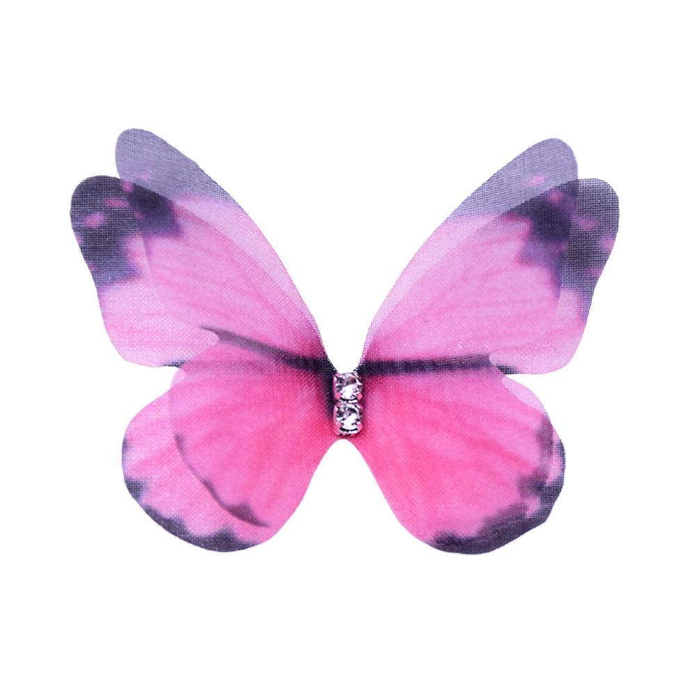 3D Organza Fabric Appliques Double-layer Handmade Chiffon Embroidered Patches Gradient Color Simulation Mesh Patch