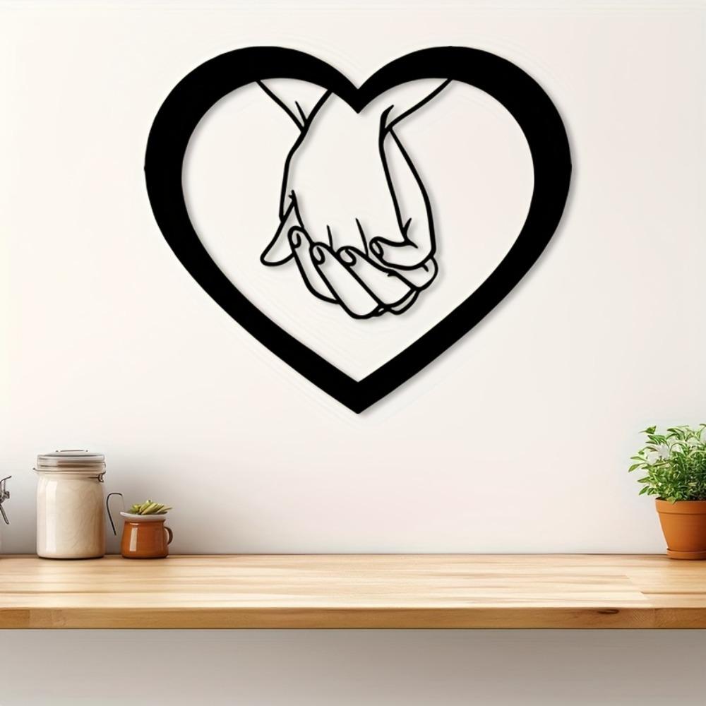 1pc Romantic Heart Metal Wall Sculpture, Elegant Iron Love Art for Valentine Wedding Gift, Year Round Christmas Decor, Durable Classic Statue