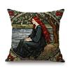 Renaissance Pre-Raphaelitism William Morris Round Stained Glass Window Elegant Lady Girl Decoration Pillow Case Cushion Cover