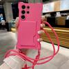 Card Holder Candy Strap Silicone Case for Samsung S25 S24 Plus S22 Ultra S23 FE A54 A34 A53 A34 A15 Crossbody Lanyard Cover