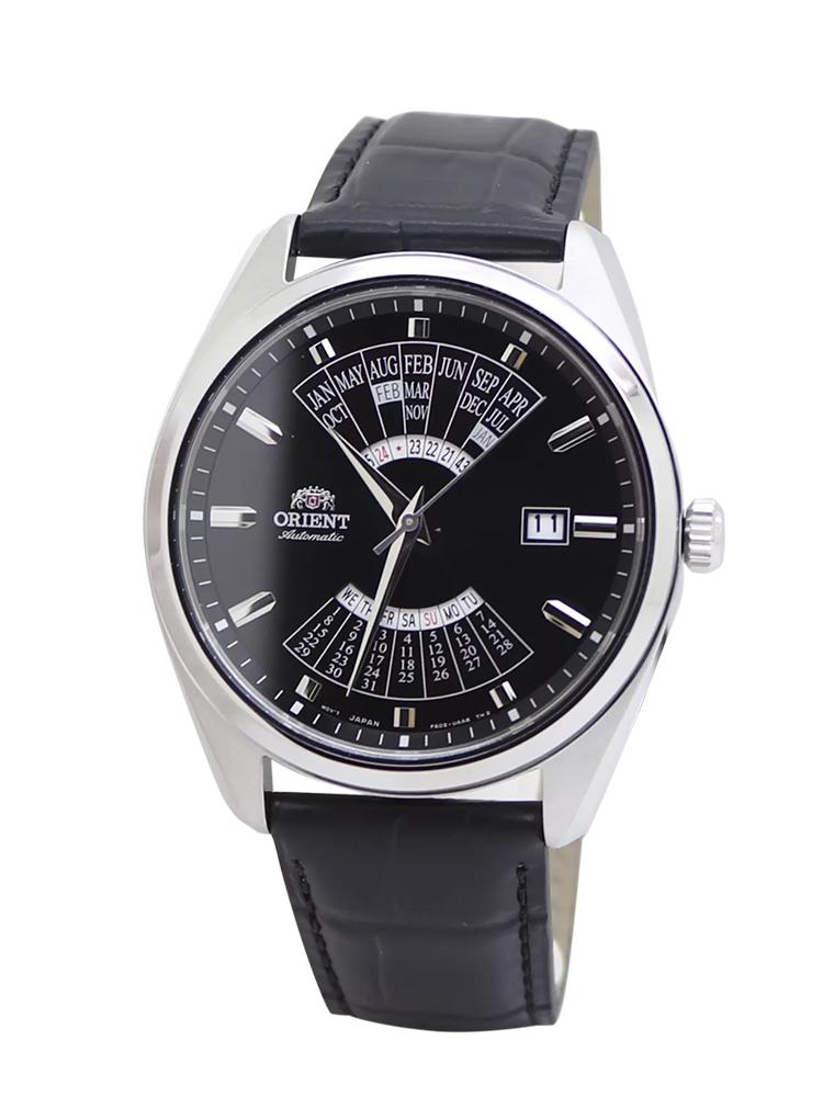 Men's Watch Fully Automatic Mechanical Watch Perpetual Calendar Large Dial Steel Belt Waterproof Casual Watch Leather Belt Black Dial, RA-BA0006B10B