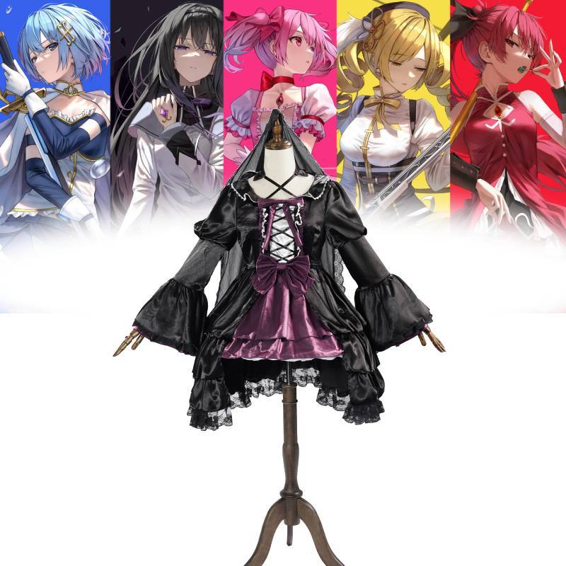 Puella Magi Madoka Magica Akemi Homura Cosplay Kostüm Mit Polyesterstoff Für Anime-Fans