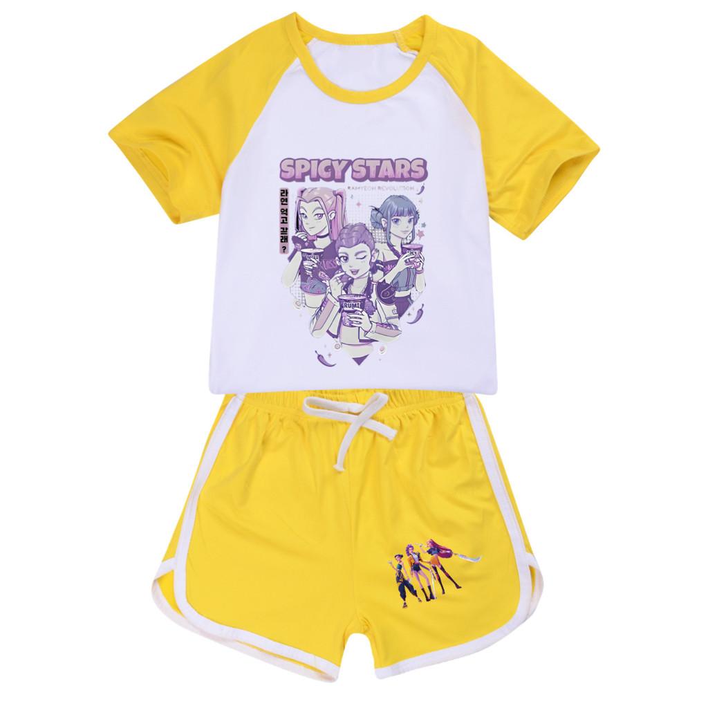 5016 Kids Girls POP Rumi Zoey Mira Print T-shirt Shorts Sport Tracksuit Clothes Set