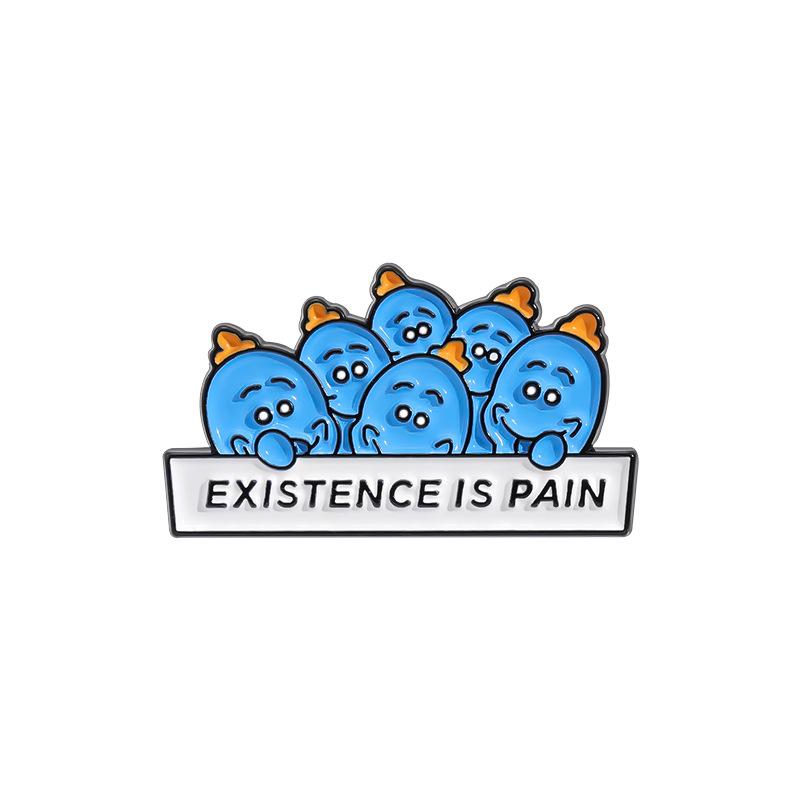 

Синий Отличительный Значок с Темой Экзистенциальной Боли, Сочетающий Веселый Мультяшный Стиль для Ношения Всеми Полами