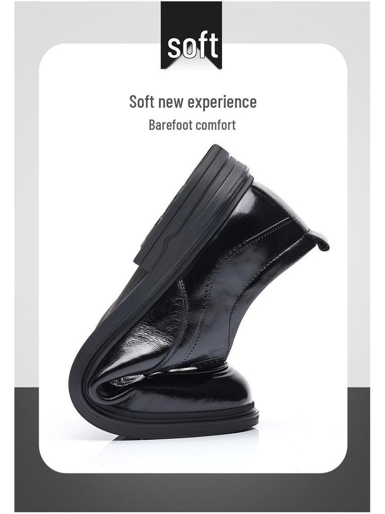 Men's Genuine Leather Lace-Up Business Casual Shoes - Breathable Soft Sole