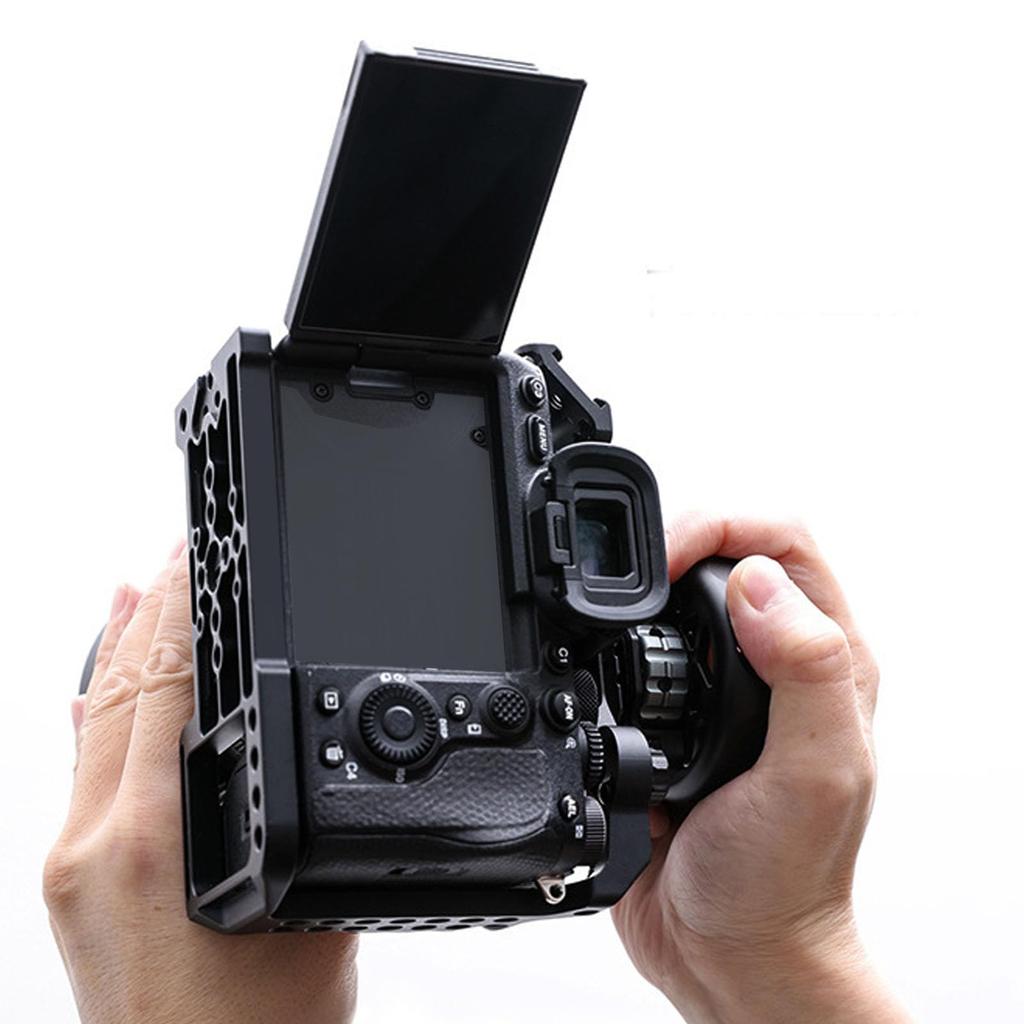 Wheel Side Handle Round Side Hand Grip with Screw Lightweight Camera Hand Quick Release Grip, Non-Slip 1/4" 3/8" Holes, Wheel,