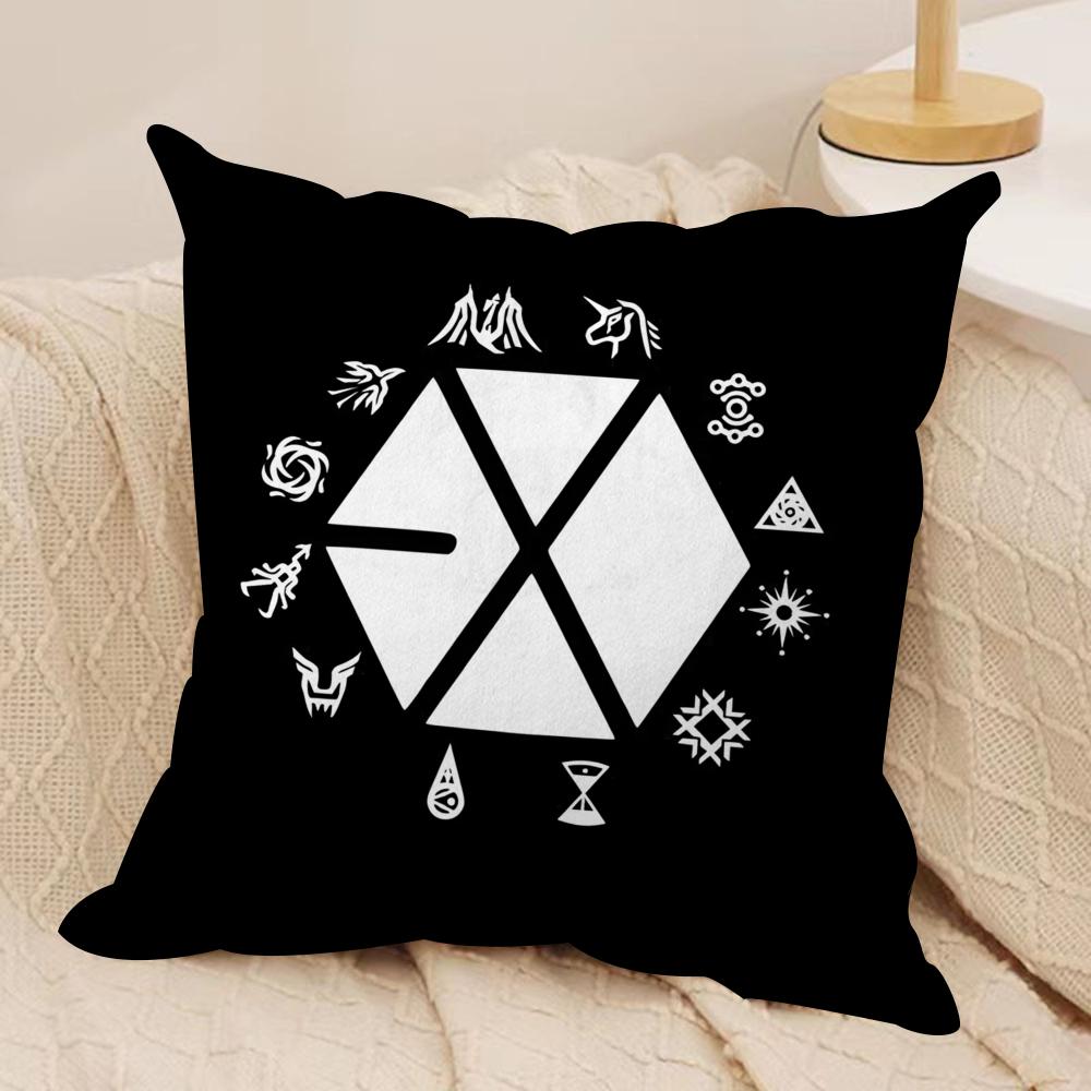 Korean Boy Band EEXO Cushion Cover Soft Plush Fabric DoubleSided Printed Sofa Cushion Cover for All Seasons Home Decor Gift 30x30cm