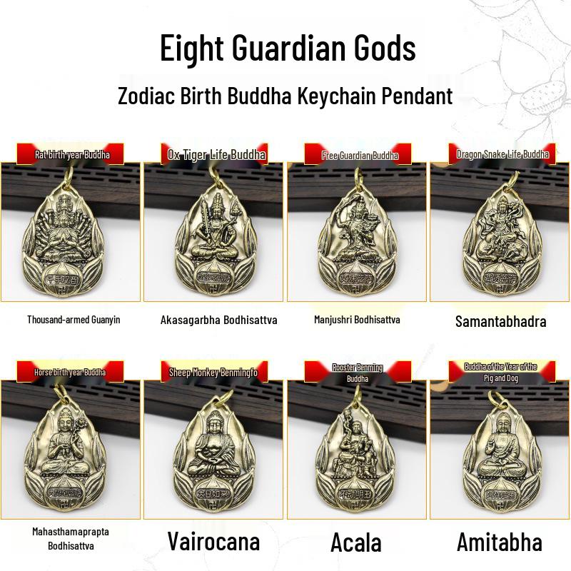 

Brass Zodiac Guardians Buddha Keyring Pendant Charm