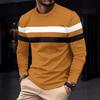 Plus Size Men's Color Block Crew Neck Long Sleeve Autumn/Winter Base Layer Pullover T-Shirt