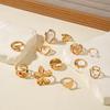 Liquid Lava Flower Opening Pearl Ring Baroque Gemstone Ring Set