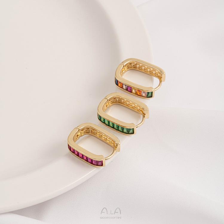 14K Gold-Filled Grüne, Rote & Bunte Zirkonia-Ohrringe & Herzförmige Ohrklemmen - Schlicht, luxuriös und exquisit.