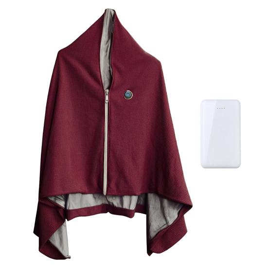 Portable Warming Cape for Travel Graphene Heated Shawl Wrap USB Rechargeable Cordless Blanket