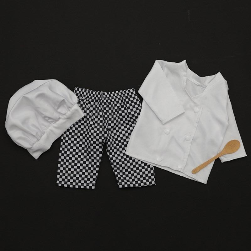 3pcs Photography Props Costume for Baby Boys Girl Newborn Chefs Outfit Photo Wear Infant Cosplay Party Props Photo Outfit
