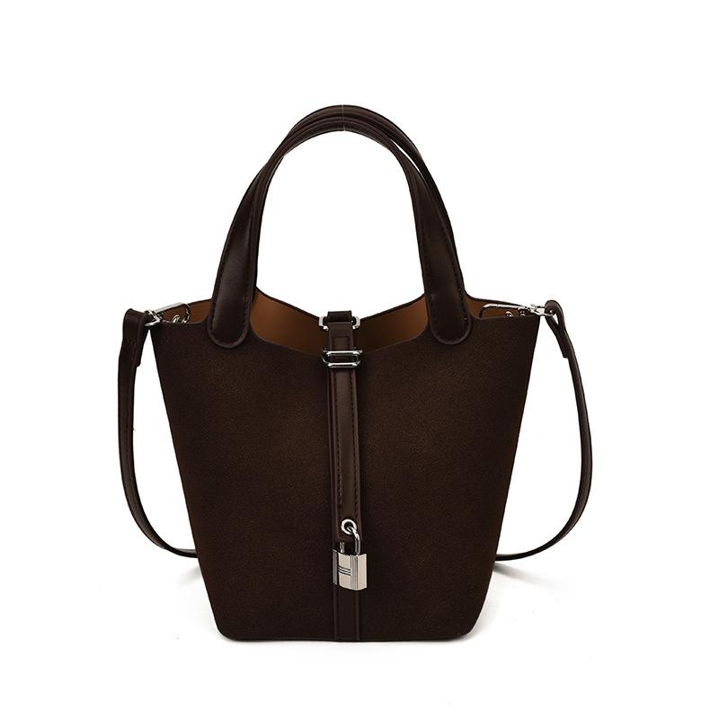 Frosted Retro Bucket Bag 2025 New Trendy Versatile Handbag Temperament Shoulder Bag Commuter Oblique Span Bag