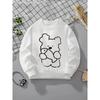 Girls' Crewneck Sweatshirt - Cute Bear with Pompoms And Glasses Machine Washable, Spring And Autumn