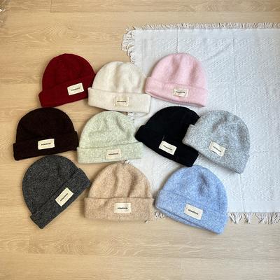 Knitted Hat Women's Fashionable and Versatile Outdoor Warm Woolen Hat Showing Face Small Loose Pullover Hat