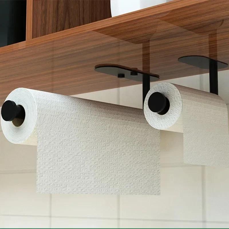 1PCS  Kitchen Paper Towel Holder Toilet Paper Holder Adhesive Tissue Rack Napkin Dispenser Cabinet Storage Bathroom Accessories