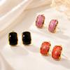 Chic Lightweight Drip Oil Square Earrings – Exquisite Stainless Steel Ear Pendants