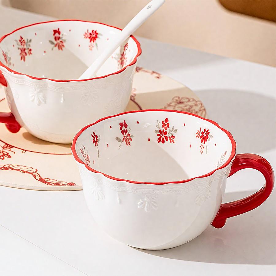 Ceramic cup Coffee cup Water cup Mug Tea cup Cup Dedicated Japanese style Ceramic Floral pattern Couple For home Milk