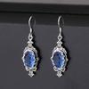 925 Silver Plated Topaz Blue Zircon Earrings Vintage Thai Silver Women Earrings Fashion Jewelry Gift