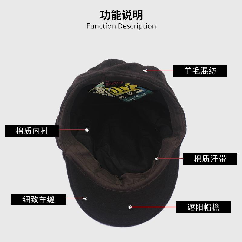 Wool parent-child octagonal hat spring autumn winter men and women couple fashion hat children's hat bud hat
