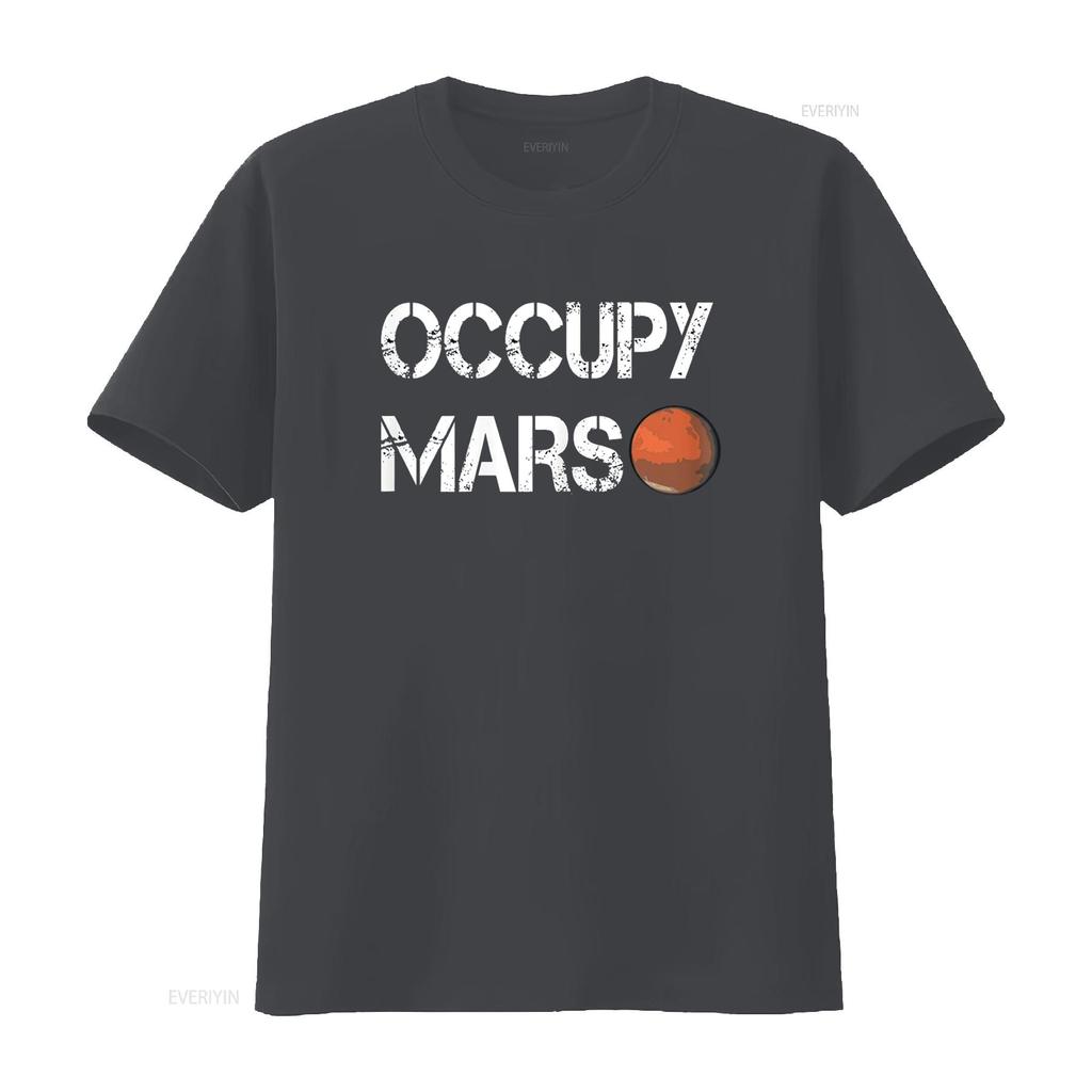 The Explorer Occupy Mars Space T Shirt vintage Washed Soft streetwear Versatile Slightly graphic Unisex homme Stylish