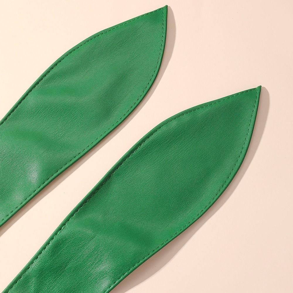 Elegant Knotted Waistband PU Leather Long Bowknot Ties For Skirts Dress Top Clothes Coat