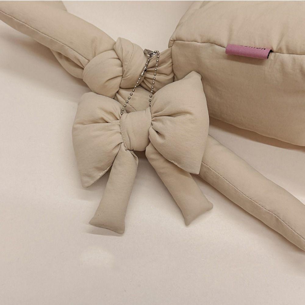 Korean Style Puffer Cloud Shoulder Bag Bow Pendant Dumpling Bag Casual Nylon Quilted Handbag  Daily