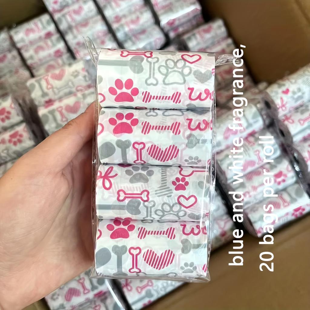4 Rolls of 80 Thick Dog Feces Bags with Fragrance, Including Cute and Thick Dog Feces Bags, Feces Bags, and Feces Collection Bags