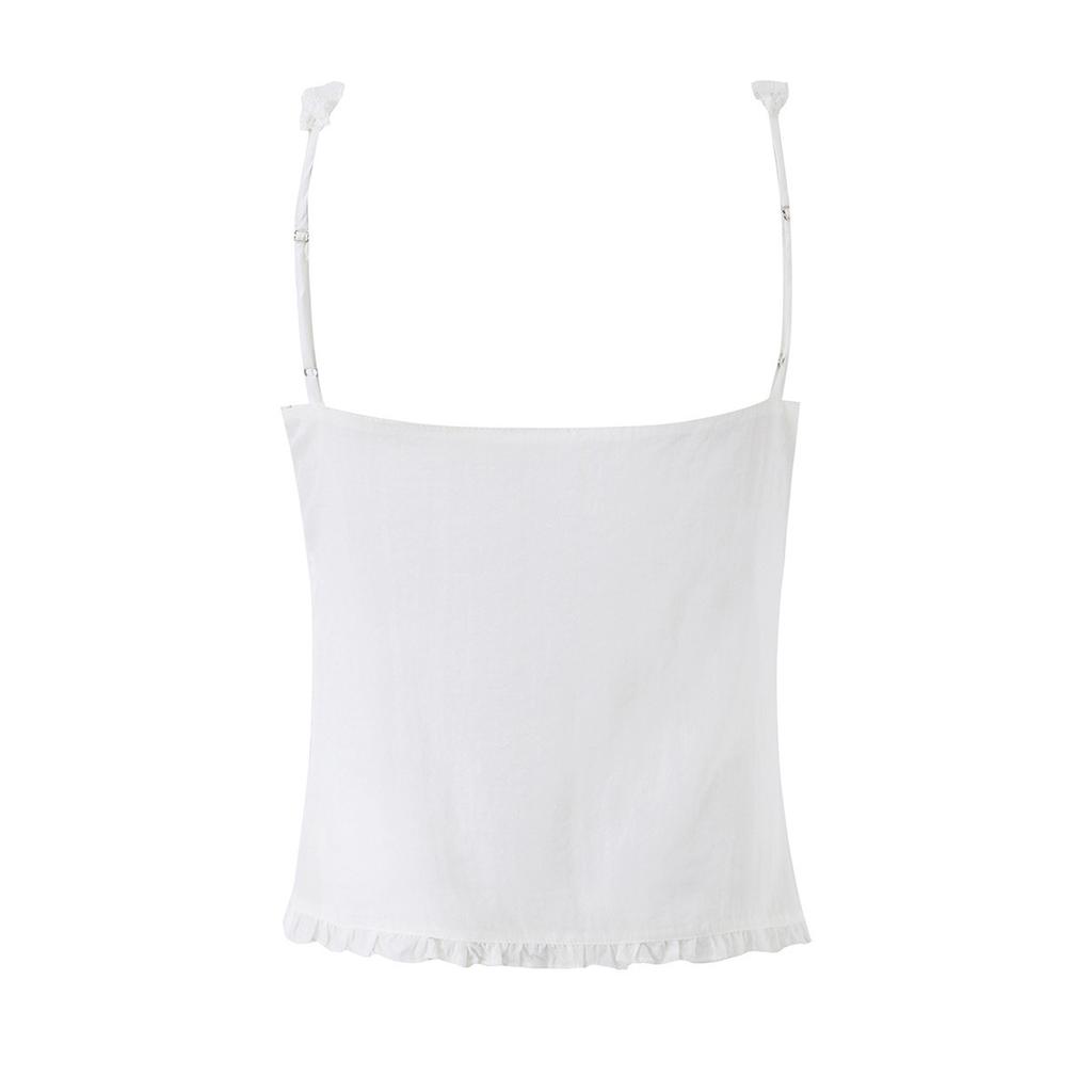European and American style, new women's clothing, square collar, fungus edge, lace shoulder strap, sling vest top.