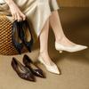 Fine Heel Pointed Soft Leather Shallow Mouth Single Shoes 2026 Spring Folds Not Tired Feet One Pedal Shoes