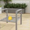 Garden Sofa, All-Weather Garden Single Sofa with Removable Cushions, Metal Frame Outdoor Furniture for Balcony, Charcoal Grey