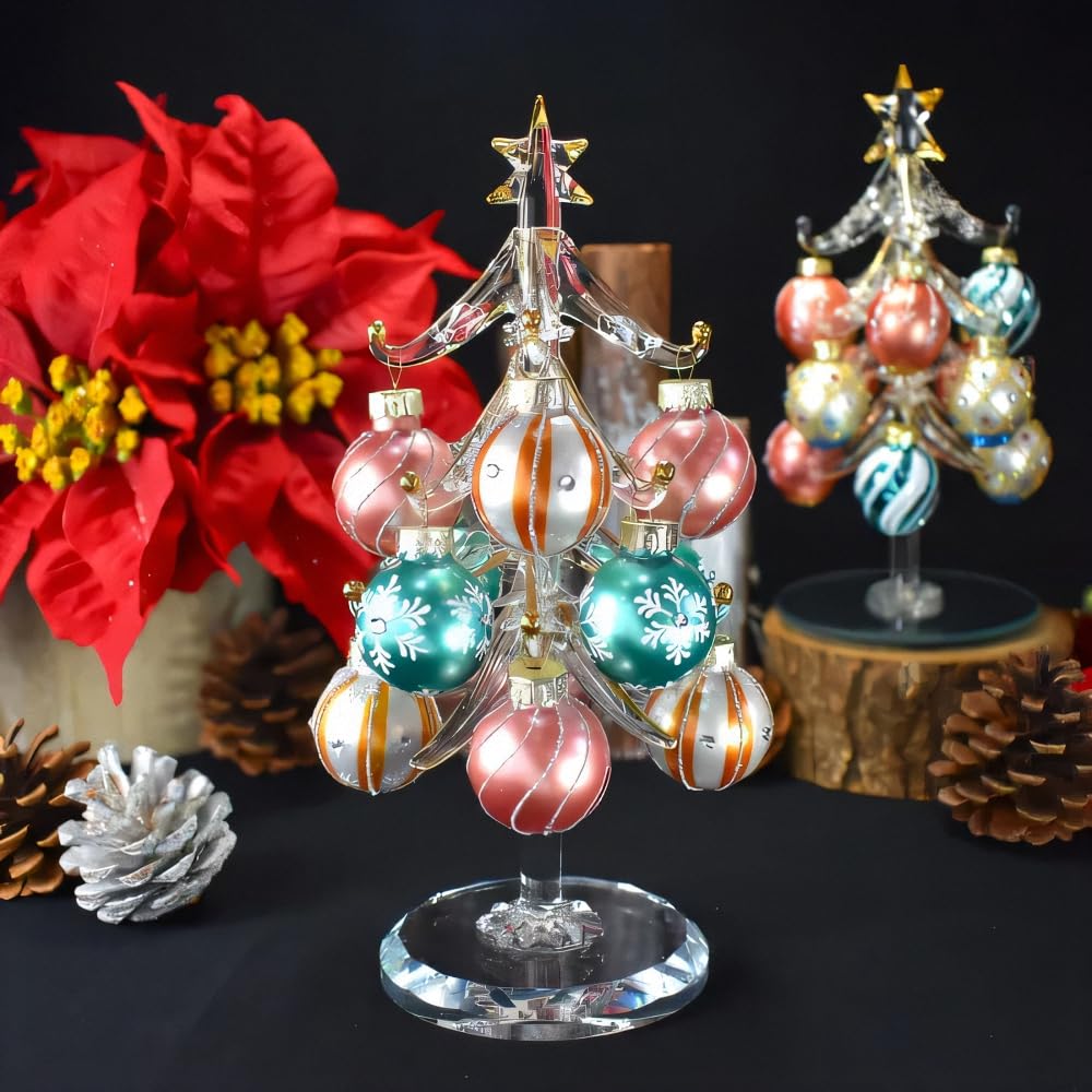 Four Cart Cute Handmade Glass Crafts [Pastel Tree] X 6-Piece Set