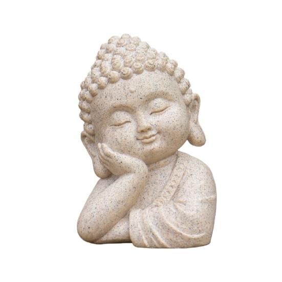 Buddha Figurine Handcrafted Sandstone Resin Zen Statue Decorative Meditation Sculpture Feng Shui