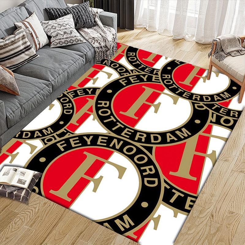 Feyenoord Art Flannel Printed Carpet, Home Sofa Decoration for Living Room & Bedroom, Non‑Slip Play Flannel Floor Mat for Game Room