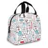 Travel Nurse Bag Insulated Lunch Bags Women Cartoon Nurse Print Food Case Cooler Warm Bento Box for Kids Lunch Box for School