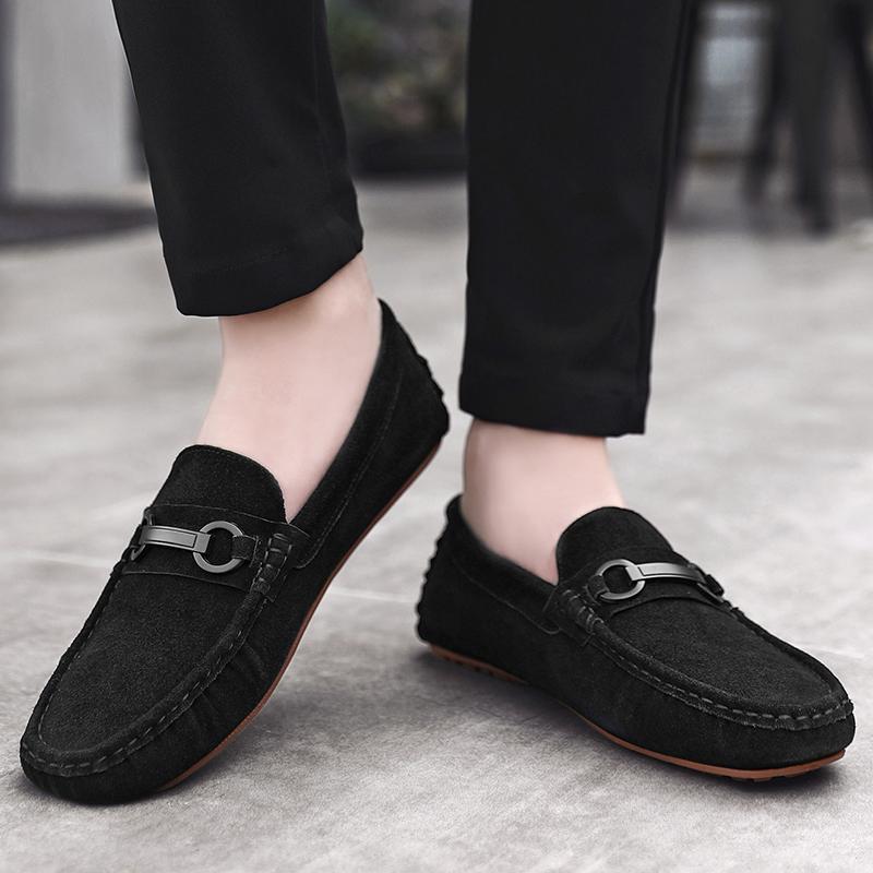 Handgenähte Herren-Slipper Ultraleichte Mokassins Atmungsaktive Slipper Fahrschuhe Kleidungsschuhe Wildleder Herren Büroschuhe