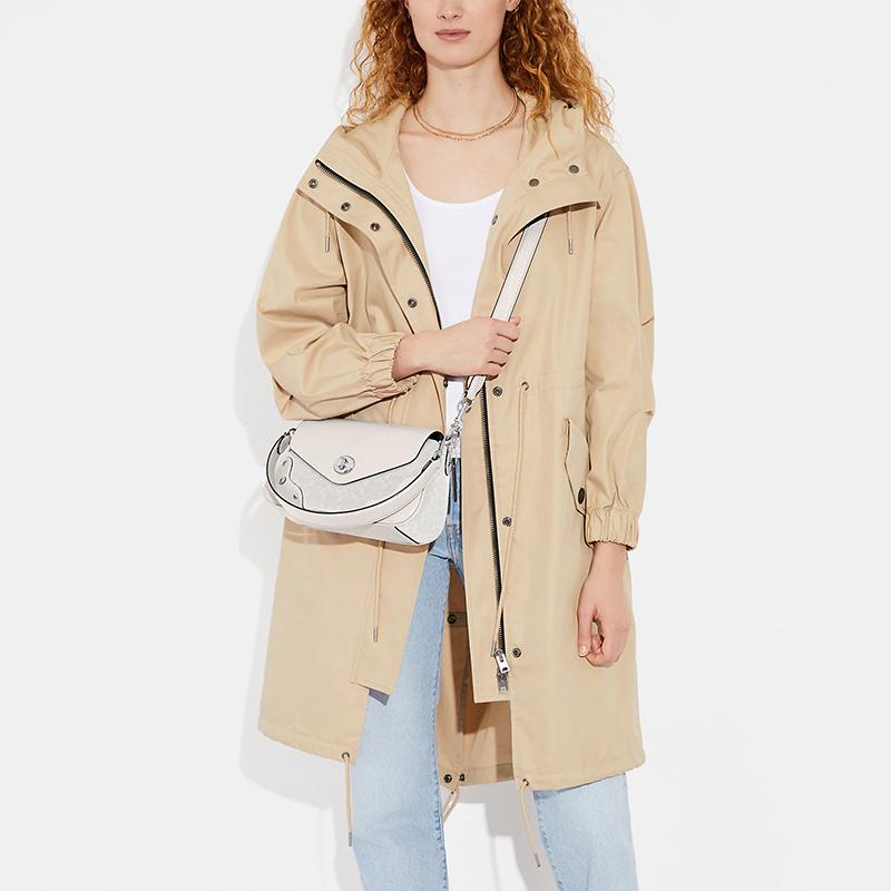 New COACH Millie Canvas With Leather Shoulder Bag, Handbag, Shoulder Bag Women's Ivory Gray/Glacier White CE639-SVVS5