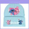 Disney Stitch Knit Beanie Acrylic Winter Hat Unisex Rolled Brim For Outdoor Cold Weather