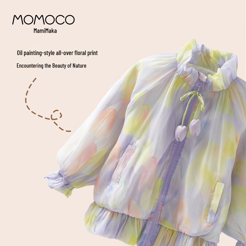 MOMOCO Girls' 2025 Autumn Full Print Jacket